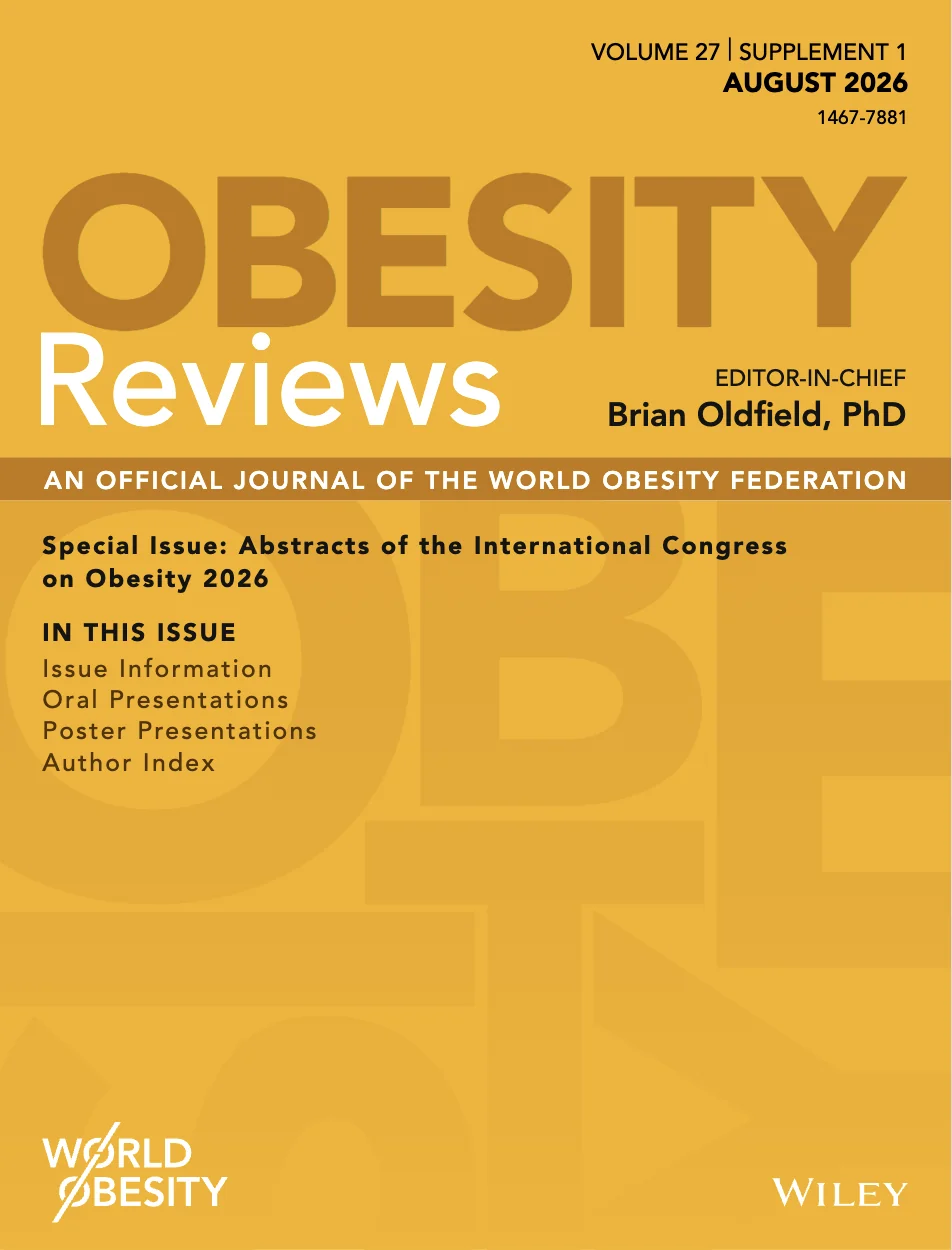 Cover of Obesity Reviews, Volume 27 Supplement 1, August 2026
